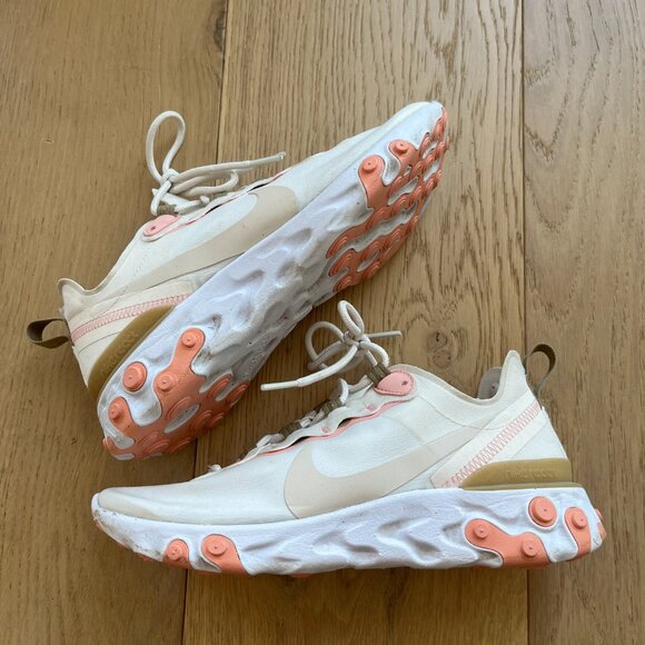 Like New Nike React Pink/Brown/Cream Running Shoes - Picture 4 of 4